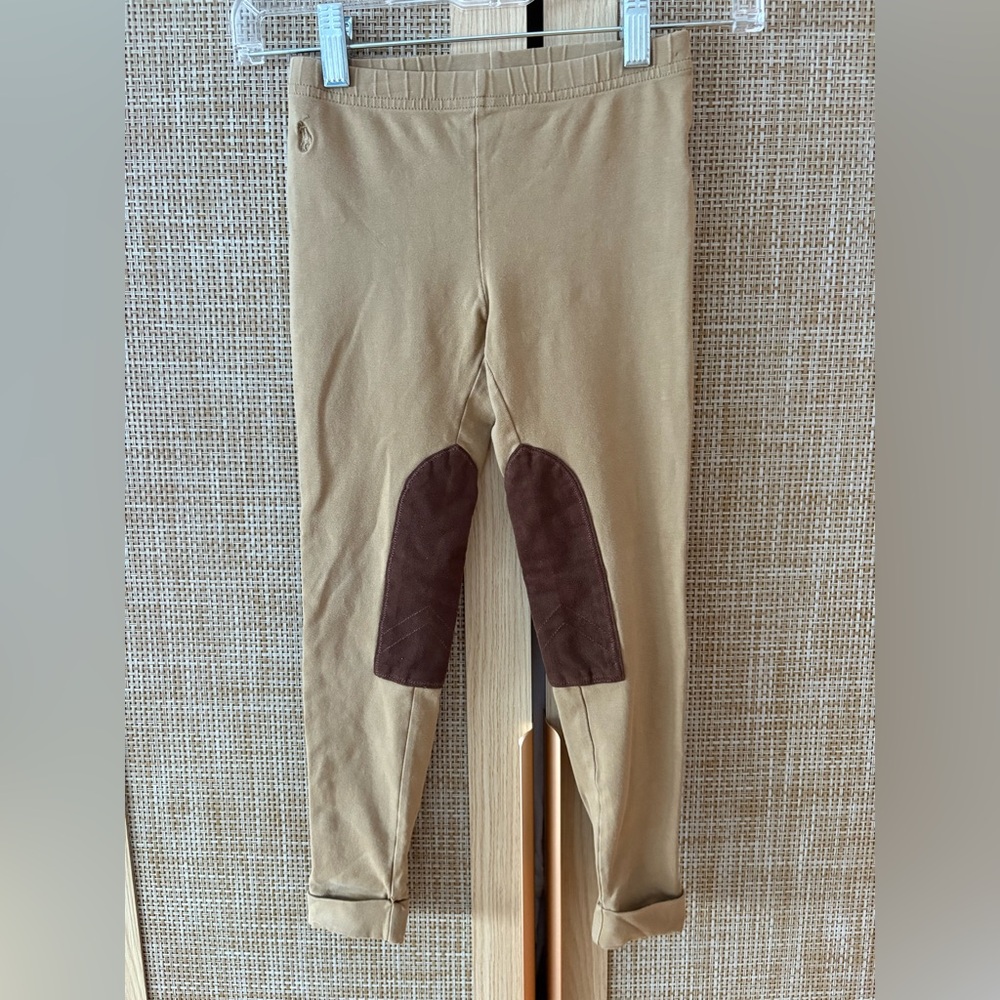 Polo by Ralph Lauren Kids Tan Leggings with Brown riding Patches size 7